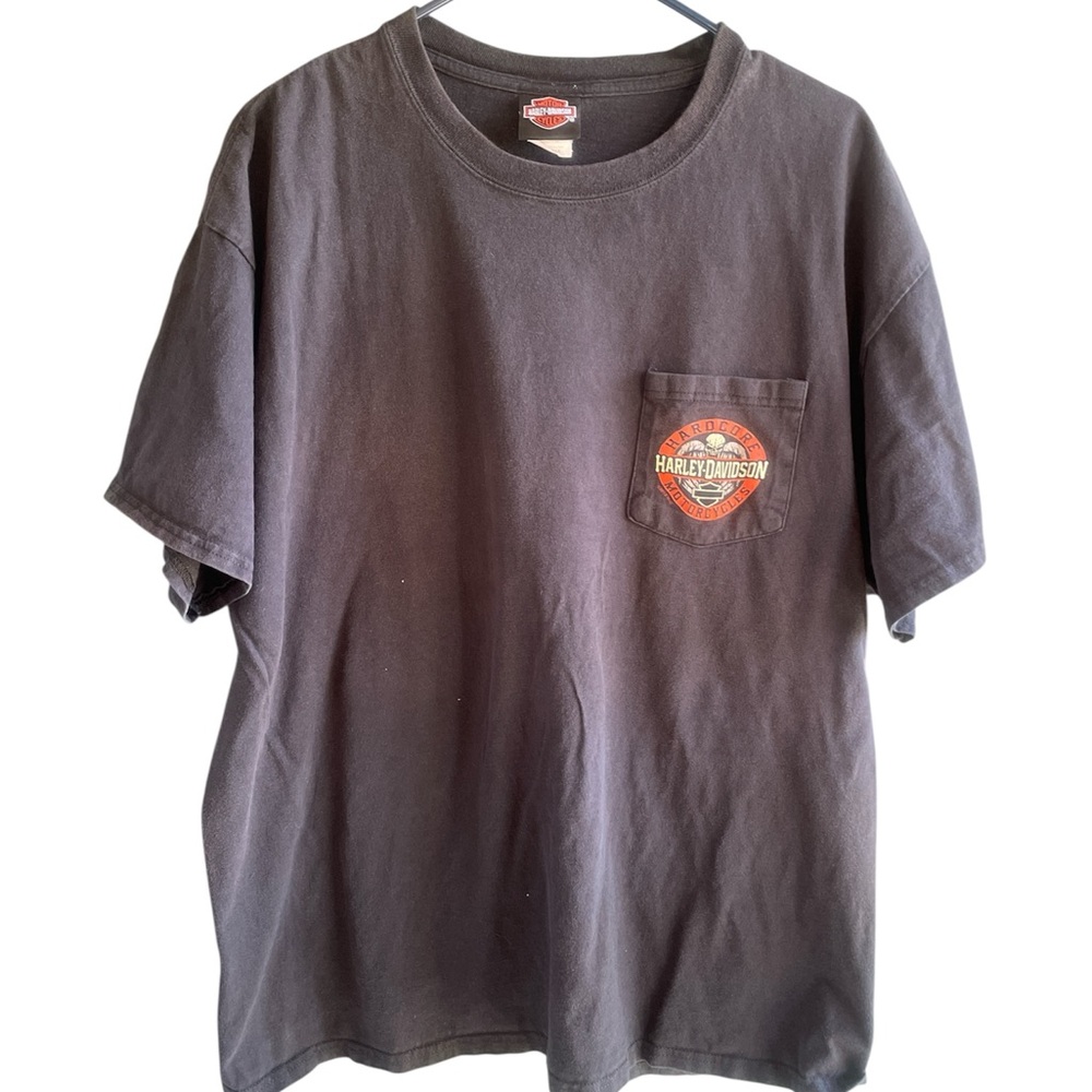 Topeka Harley-Davidson Black Tee with Logo and Front Pocket